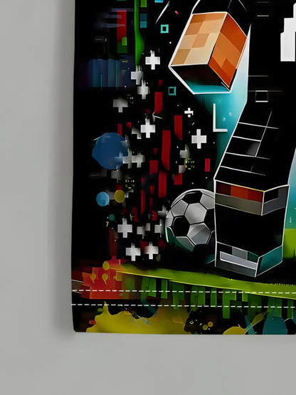 Pixel Art Soccer Kids' T-Shirt Dress - Black Jersey Style | Gaming & Football Theme