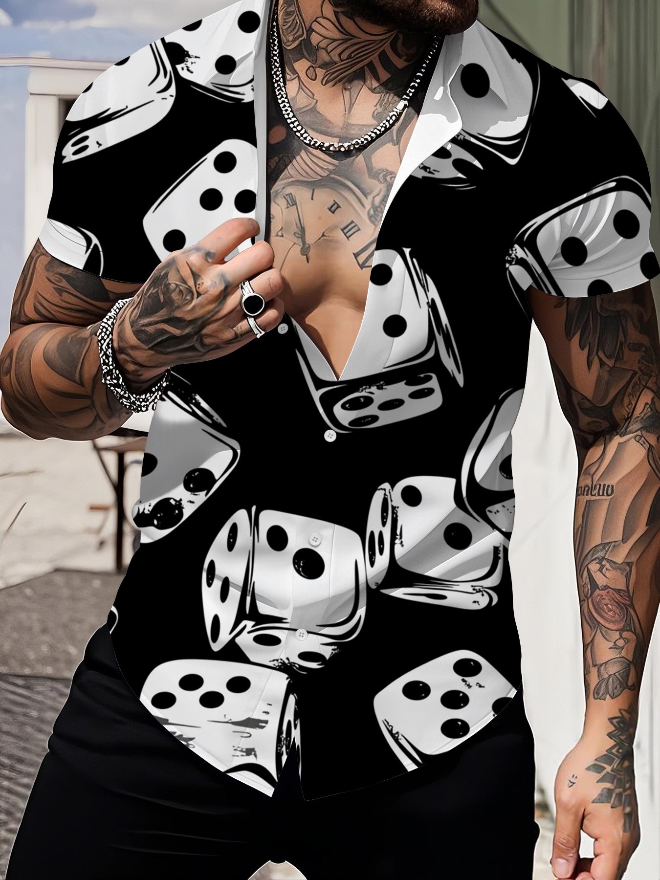 Fashion Men's Shirt Pattern 3D Printing Short Sleeve Button Lapel Clothing Fashion Designe Casual Breathable Shirts