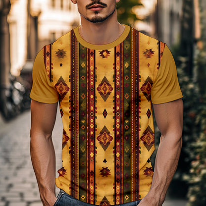 Retro-Inspired Pattern Basic Tee with Advanced Color Retention Formula